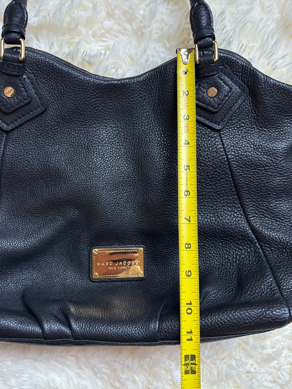 Marc Jacobs New York Black Pebbled Leather Tote Bag Gold Hardware - Picture 8 of 9